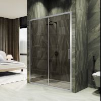 Душевая дверь Maybah Glass MGD-1541-5 1200x1950 раздвижная профиль Хром матовый стекло бронзовое — фото 1, Душевые двери в нишу