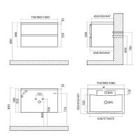 Товар: Тумба под раковину Art&Max AM-Bianchi-750-2C-SO-GM подвесная Серый матовый - фото 6 Тумба под раковину Art&Max AM-Bianchi-750-2C-SO-GM подвесная Серый матовый — фото 6, Мебель для ванной