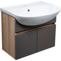 Тумба под раковину Runo Лада 60 00-00001369 подвесная Крафтовый дуб Графит — фото 1, Тумбы под раковину