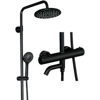 Товар: Душевая система Gappo G90 G2490-6 с термостатом Черная матовая - фото 4 Душевая система Gappo G90 G2490-6 с термостатом Черная матовая — фото 4, Душевые стойки