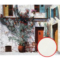 Фреска Ortograf Городской пейзаж живопись 11563 Фактура флок FLK Флизелин (3,2*2,7) Белый/Зеленый/Оранжевый, Город/Цветы/Живопись — фото 1, Фрески