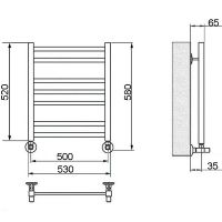 Водяной полотенцесушитель Ника Modern ЛМ 5 60x50 с вентилями Черный матовый 7 перекладин — фото 3, Водяные полотенцесушители