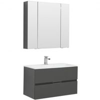 Комплект мебели для ванной Aquanet Алвита 90 241388 подвесной Серый антрацит — фото 1, Комплекты мебели для ванной