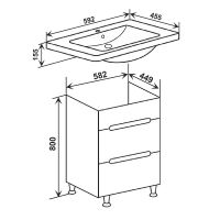 Тумба под раковину Runo Парма 60 00-00001454 Графит — фото 4, Мебель для ванной