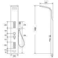 Душевая панель Ceruttispa Celia RG CT10406 с гидромассажем Розовое золото — фото 4, Душевые панели