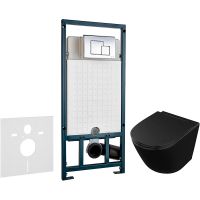 Комплект унитаза Owl 1975 Vind Cirkel-H OWLT190305 с сиденьем Микролифт и инсталляцией WeltWasser WW Marberg 507 10000005949+10000005953 с клавишей смыва Хром глянцевый — фото 1, Комплекты унитаз + инсталляция