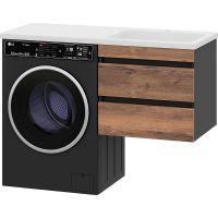 Тумба с раковиной Misty Коломбо 120 R УТ000015590 подвесная Дуб Галифакс Антрацит — фото 1, Тумбы с раковиной