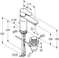Смеситель для раковины Kludi Objekta Хром арт-322600575 — фото 3, Смесители для раковины