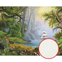 Фреска детская Ortograf Детские 5636 Фактура флок FLK Флизелин (3,4*2,7) Зеленый/Разноцветный, Корабли/Птицы/Пейзаж — фото 1, Фрески