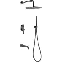 Душевая система Boheme Uno 464-2-SGM Оружейная сталь глянцевая — фото 1, Душевое оборудование. Душевая программа