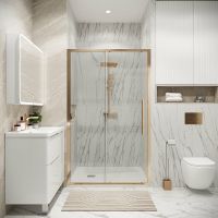 Душевая дверь Grossman Cosmo 130 100.K33.02.130.32.00 профиль Золото сатин стекло прозрачное — фото 5, Раздвижные душевые двери