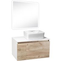 Тумба под раковину Runo Бари 80 00-00001375 подвесная Крафт дуб Белая — фото 20, Тумбы под раковину