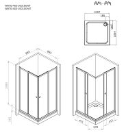 Душевой уголок AM.PM Sunny 100х100 W87G-403-100100-MT профиль Хром матовый стекло прозрачное — фото 9, Квадратные душевые уголки