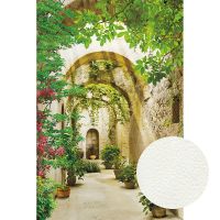 Фреска Ortograf Городской пейзаж 3912 Фактура флок FLK Флизелин (1,8*2,7) Бежевый/Зеленый, Город/Листья арт-3912 (флок FLK) — фото 1, Фрески