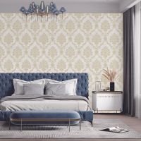 Обои Bernardo Bartalucci Carnazza 5053-1 Винил на флизелине (1,06*10) Белый/Бежевый, Дамаск — фото 2, Обои для стен