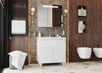 Зеркальный шкаф Onika Неаполь 80.01 208094 с подсветкой Белый — фото 3, Зеркальные шкафы в ванную