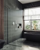 Душевая перегородка Maybah Glass MGD-690-5у 890x1950 в узком профиле Хром матовый стекло сатиновое — фото 2, Душевые перегородки