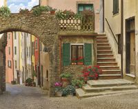 Товар: Фреска Ortograf Городской пейзаж 4092 Фактура бархат FX Флизелин (3,4*2,7) Бежевый/Разноцветный, Город/Цветы - фото 2 Фреска Ortograf Городской пейзаж 4092 Фактура бархат FX Флизелин (3,4*2,7) Бежевый/Разноцветный, Город/Цветы — фото 2, Фрески