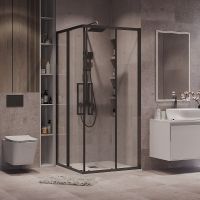 Душевой уголок Grossman Cosmo 80х80 300.K33.02.8080.42.00 профиль Графит сатин стекло прозрачное — фото 1, Квадратные душевые уголки