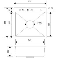 Кухонная мойка Ростовская Мануфактура Сантехники 60 MR-6050 Нержавеющая сталь — фото 7, Кухонные мойки