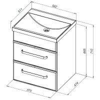Тумба под раковину Aquanet Лукка 58 302396 подвесная Белая глянцевая — фото 12, Тумбы под раковину