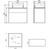 Тумба с раковиной Orange Modi 75 Modi-75TU+RA подвесная Белая — фото 6, Тумбы с раковиной