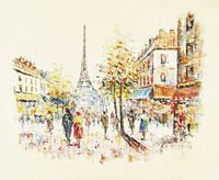 Фреска Ortograf Городской пейзаж живопись 3266 Фактура бархат FX Флизелин (2,2*1,8) Бежевый/Разноцветный, Город/Пейзаж/Живопись — фото 2, Фрески