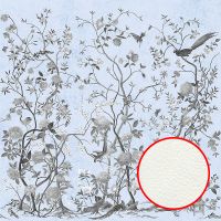 Фреска Ortograf Flora 31245 Фактура флок FLK Флизелин (2,7*2,7) Голубой/Серый, Цветы/Деревья/Птицы — фото 1, Фрески