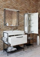 Шкаф пенал Sanflor Бруклин 33 L С02708 Дуб крафт белый — фото 3, Пеналы для ванной комнаты