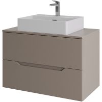 Тумба с раковиной Orange Line 80 Li-80TuLMDF+B04-500W подвесная Латте матовый — фото 1, Мебель для ванной