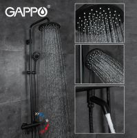 Товар: Душевая система Gappo G90 G2490-6 с термостатом Черная матовая - фото 17 Душевая система Gappo G90 G2490-6 с термостатом Черная матовая — фото 17, Душевые стойки