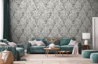 Обои Solo Marigold E602309 Винил на флизелине (1,06*10) Серый/Серебряный/Черный, Дамаск — фото 3, Обои для стен