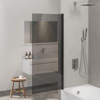Шторка на ванну Berges River S Black 90х145 065017 профиль Черный матовый стекло тонированное — фото 2, Шторки для ванной распашные