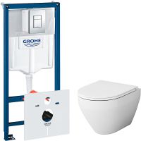 Комплект унитаза AM.PM Spirit FlashClean C701700WH+C707857WH с инсталляцией Grohe Rapid SL 38775001 с сиденьем Микролифт и клавишей смыва Хром — фото 1, Комплекты унитаз + инсталляция