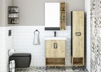 Шкаф пенал Sanflor Выборг 32 С16296 Дуб крафт золотой — фото 2, Пеналы для ванной комнаты