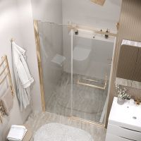 Душевая дверь Grossman Pragma 110 100.K33.03.110.32.00 профиль Золото сатин стекло прозрачное — фото 6, Душевые двери в нишу