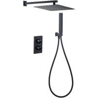 Душевая система Allen Brau Infinity 5.21016-31 с термостатом Черная матовая — фото 2, Встраиваемые душевые комплекты