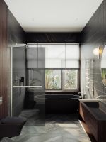 Душевая перегородка Maybah Glass MGD-735-5ш 890x1950 в широком профиле Хром матовый стекло графитовое — фото 3, Душевые перегородки