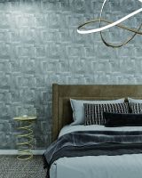 Обои Wiganford by Solo Teodoro WG5025 Винил на флизелине (1,06*10,05) Голубой/Серебряный, Штукатурка/Абстракция — фото 2, Обои для стен