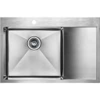 Кухонная мойка Paulmark Kroner-Edge 78F L PM777851-BSL Нержавеющая сталь — фото 1, Кухонные мойки