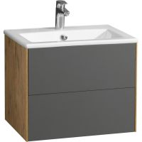 Тумба под раковину Aquaton Сохо 60 1A258001AJA00 подвесная Дуб веллингтон Графит софт — фото 1, Тумбы под раковину