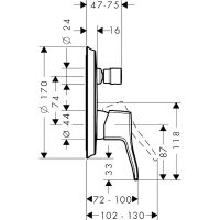 Смеситель для душа Hansgrohe Metris Classic 31485000 Хром — фото 2, Смеситель для душа
