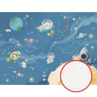 Фреска детская Ortograf Little Friends 34416 Фактура бархат FX Флизелин (4*3) Бирюзовый/Разноцветный, Космос/Животные — фото 1, Фрески