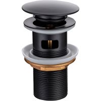 Донный клапан WellWant WWS01110B click-clack Черный матовый — фото 1, Донные клапаны