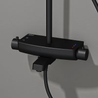 Товар: Душевая система Teska Mira DK3680 с термостатом Черная - фото 2 Душевая система Teska Mira DK3680 с термостатом Черная — фото 2, Душевые стойки