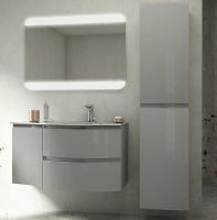 Подвесной шкаф Cezares Vague 34 L 54856 Grigio lucido — фото 3, Шкафы для ванной