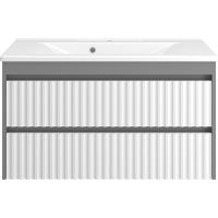 Товар: Тумба с раковиной Brevita Balaton 100 УТ000012298 подвесная Белая матовая Серая матовая - фото 2 Тумба с раковиной Brevita Balaton 100 УТ000012298 подвесная Белая матовая Серая матовая — фото 2, Мебель для ванной