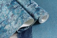 Обои Артекс Dieter Langer Fusion 10443-05 Винил на флизелине (1,06*10,05) Синий, Дамаск — фото 2, Обои для стен