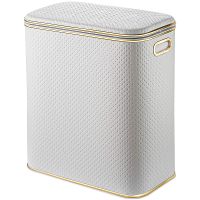 Корзина для белья Geralis PWG-M Punto Белая, кант Золото, малая — фото 1, Корзины для белья