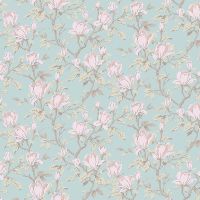 Обои Milassa Status IV MR1 006 Флизелин (1*10,05) Голубой/Розовый, Цветы — фото 1, Обои для стен